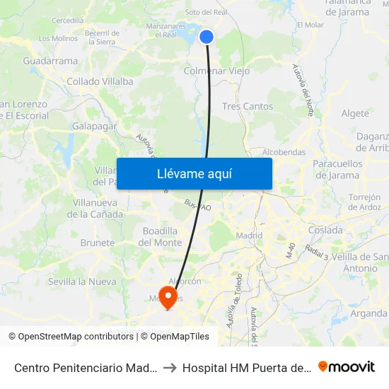 Centro Penitenciario Madrid V to Hospital HM Puerta del Sur map