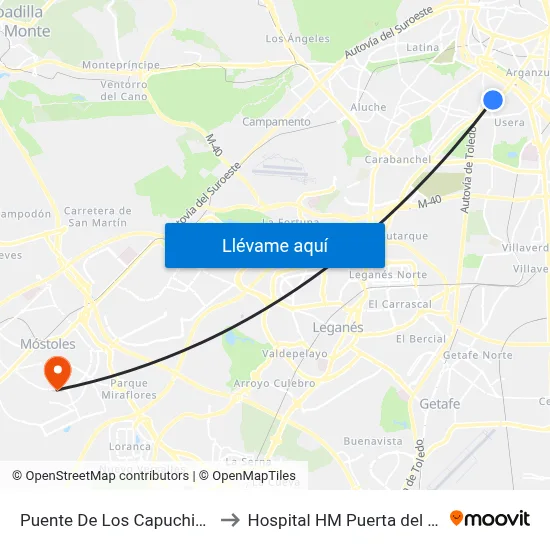Puente De Los Capuchinos to Hospital HM Puerta del Sur map