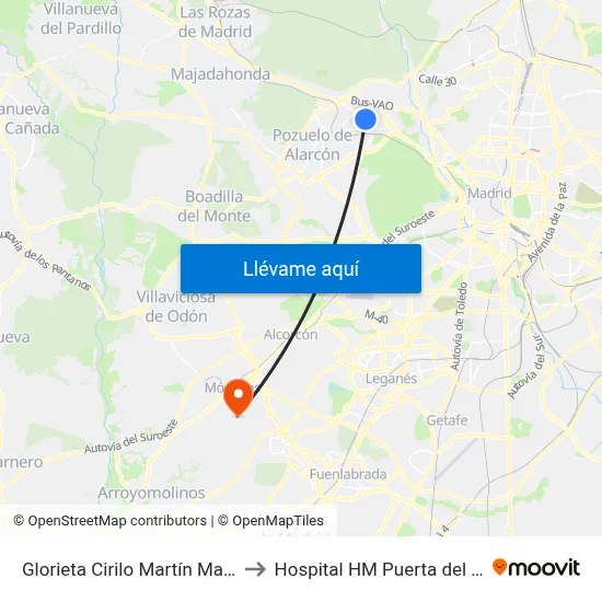 Glorieta Cirilo Martín Martín to Hospital HM Puerta del Sur map