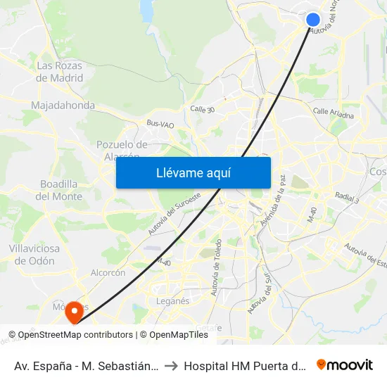 Av. España - M. Sebastián Izuel to Hospital HM Puerta del Sur map