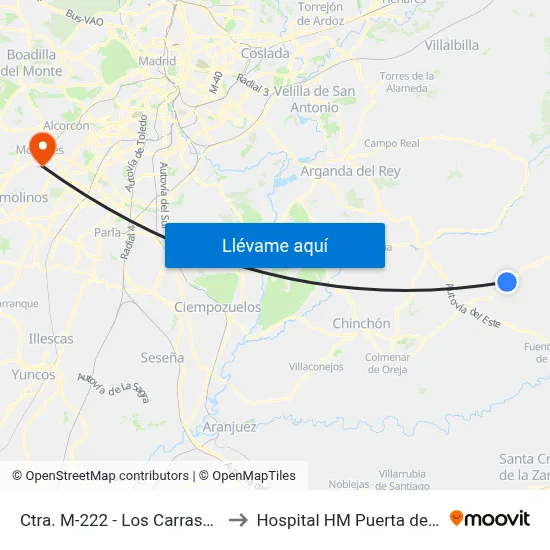 Ctra. M-222 - Los Carrascales to Hospital HM Puerta del Sur map