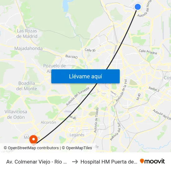 Av. Colmenar Viejo - Río Duero to Hospital HM Puerta del Sur map