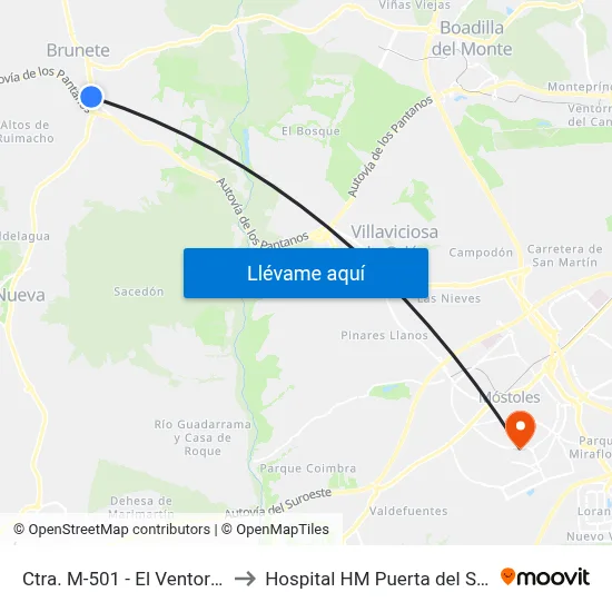 Ctra. M-501 - El Ventorro to Hospital HM Puerta del Sur map