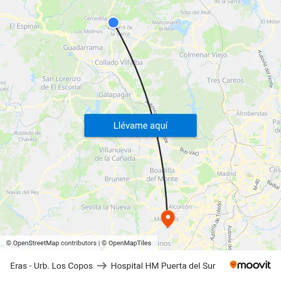 Eras - Urb. Los Copos to Hospital HM Puerta del Sur map
