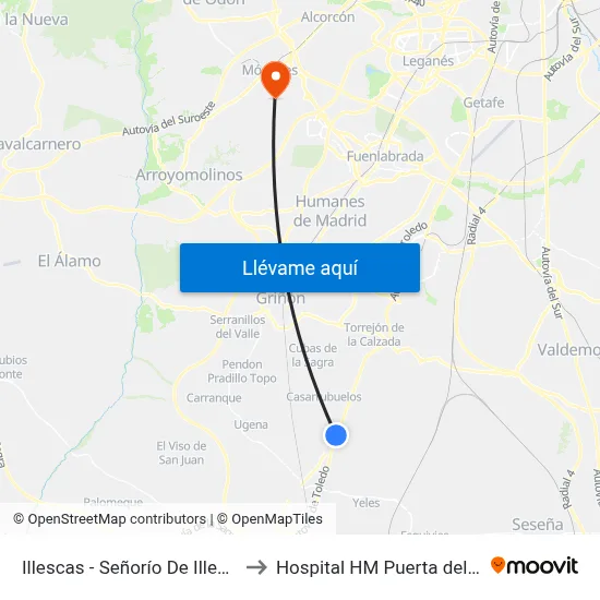 Illescas - Señorío De Illescas to Hospital HM Puerta del Sur map