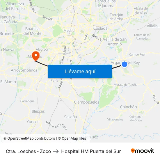 Ctra. Loeches - Zoco to Hospital HM Puerta del Sur map