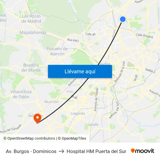 Av. Burgos - Dominicos to Hospital HM Puerta del Sur map