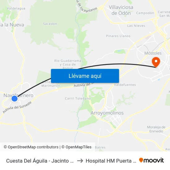 Cuesta Del Águila - Jacinto González to Hospital HM Puerta del Sur map