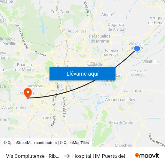 Vía Complutense - Ribera to Hospital HM Puerta del Sur map