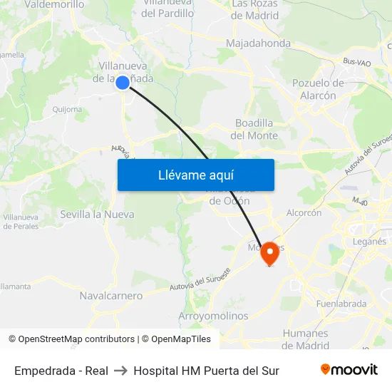 Empedrada - Real to Hospital HM Puerta del Sur map