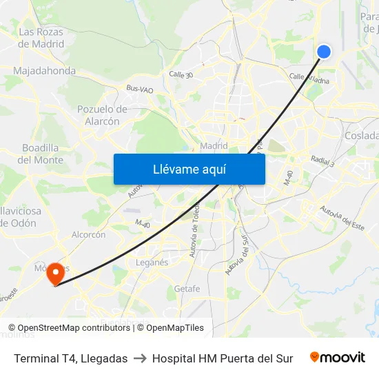 Terminal T4, Llegadas to Hospital HM Puerta del Sur map
