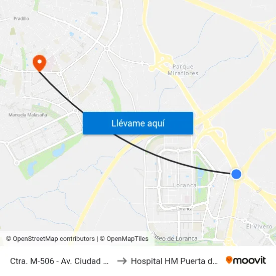 Ctra. M-506 - Av. Ciudad Jardín to Hospital HM Puerta del Sur map