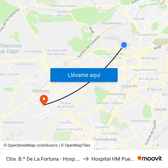 Ctra. B.º De La Fortuna - Hosp. Fund. San José to Hospital HM Puerta del Sur map