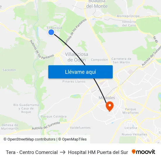 Tera - Centro Comercial to Hospital HM Puerta del Sur map