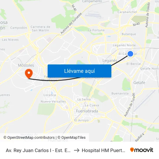 Av. Rey Juan Carlos I - Est. El Carrascal to Hospital HM Puerta del Sur map
