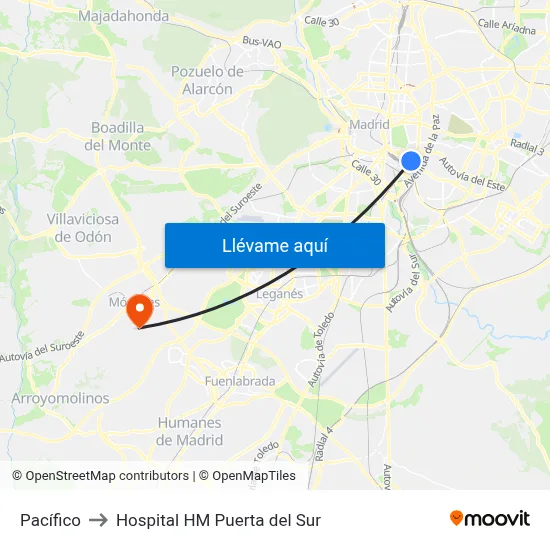Pacífico to Hospital HM Puerta del Sur map