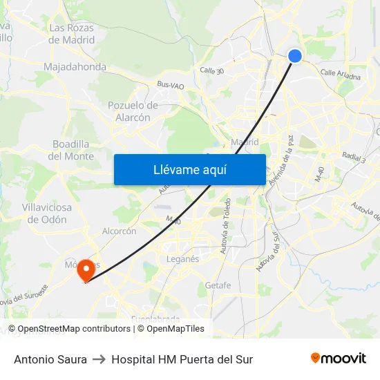 Antonio Saura to Hospital HM Puerta del Sur map