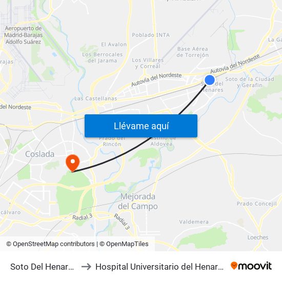 Soto Del Henares to Hospital Universitario del Henares map