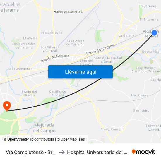 Vía Complutense - Brihuega to Hospital Universitario del Henares map