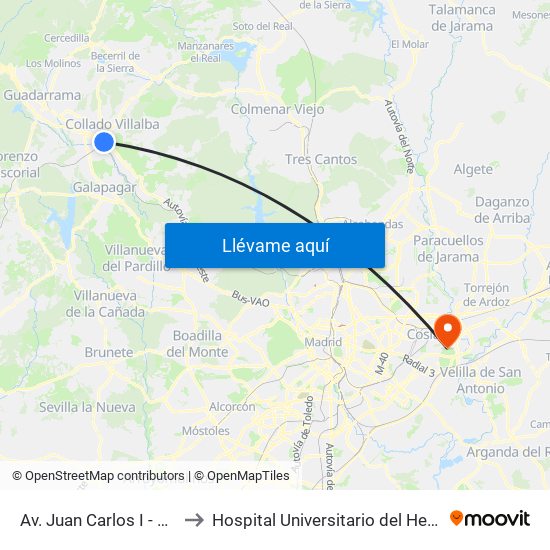 Av. Juan Carlos I - Zoco to Hospital Universitario del Henares map
