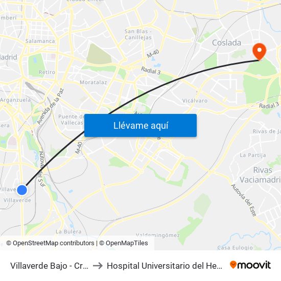Villaverde Bajo - Cruce to Hospital Universitario del Henares map