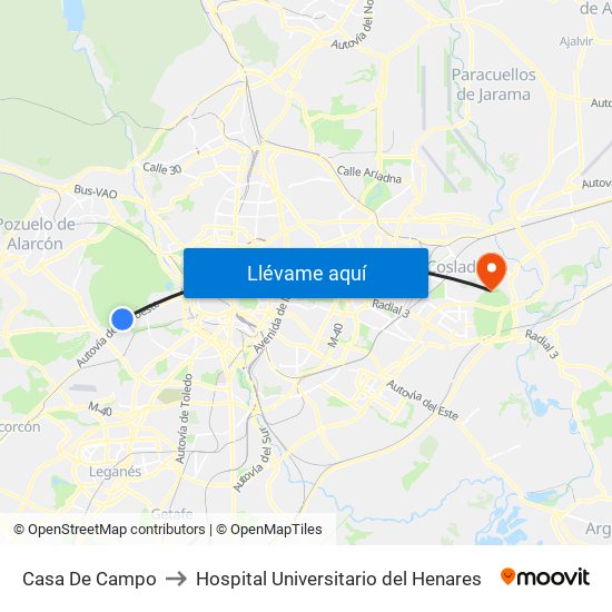 Casa De Campo to Hospital Universitario del Henares map