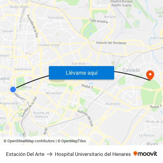 Estación Del Arte to Hospital Universitario del Henares map