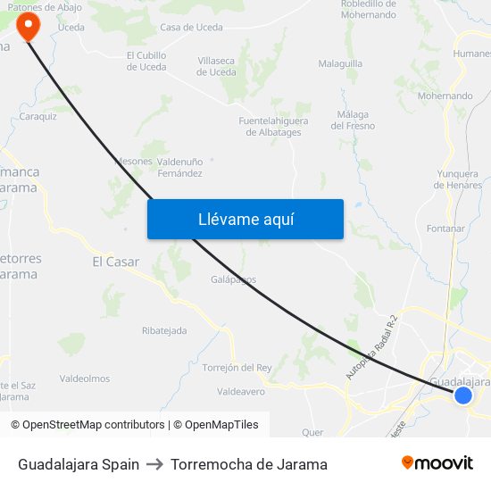 Guadalajara Spain to Torremocha de Jarama map