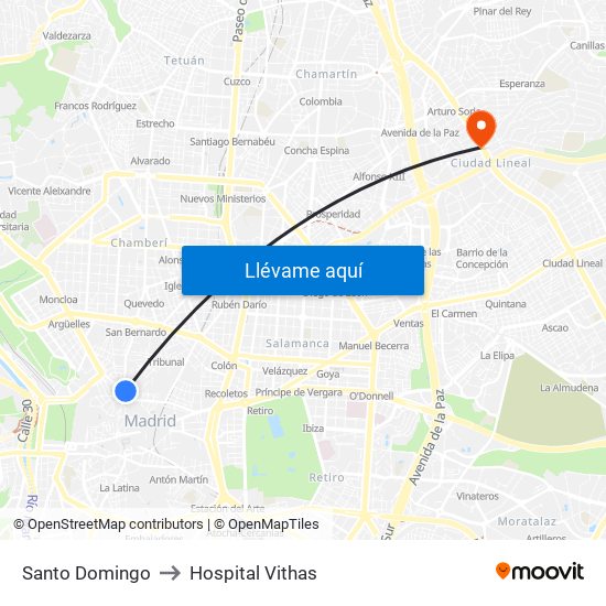 Santo Domingo to Hospital Vithas map