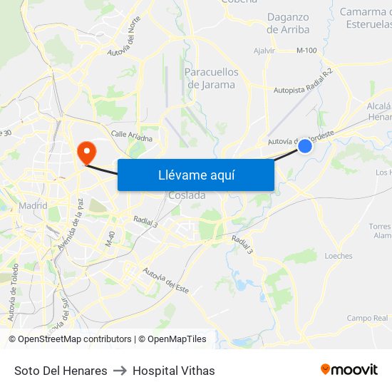 Soto Del Henares to Hospital Vithas map