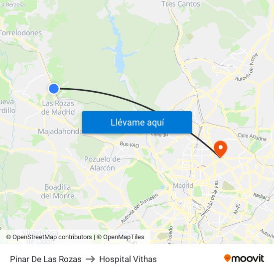 Pinar De Las Rozas to Hospital Vithas map