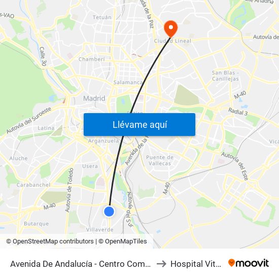 Avenida De Andalucía - Centro Comercial to Hospital Vithas map