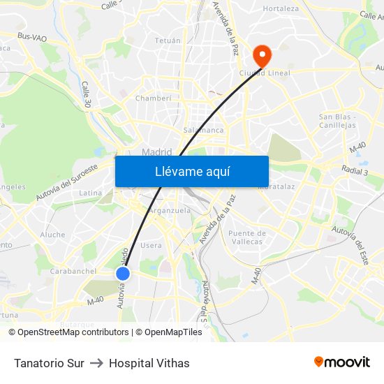 Tanatorio Sur to Hospital Vithas map