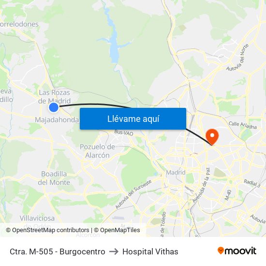 Ctra. M-505 - Burgocentro to Hospital Vithas map