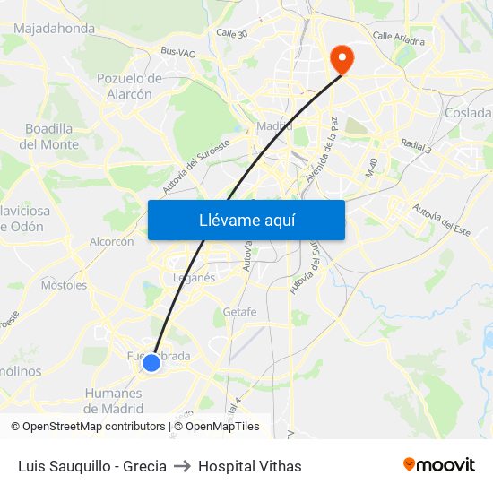 Luis Sauquillo - Grecia to Hospital Vithas map