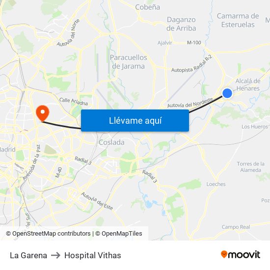 La Garena to Hospital Vithas map