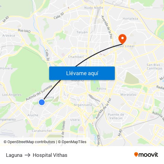 Laguna to Hospital Vithas map