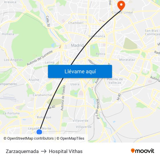 Zarzaquemada to Hospital Vithas map