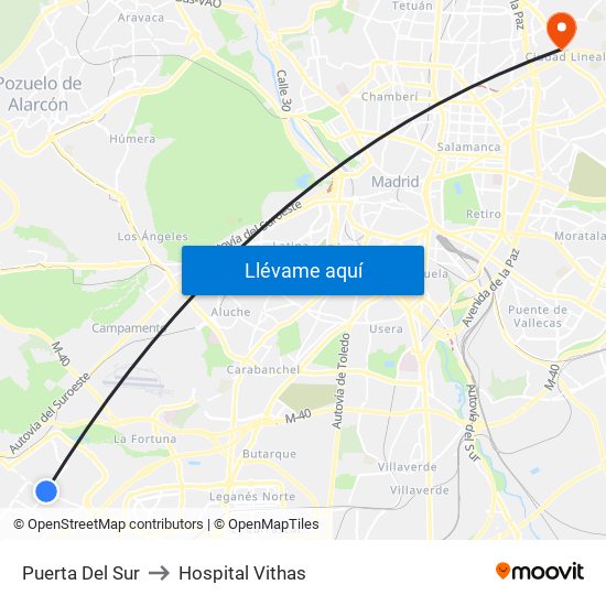 Puerta Del Sur to Hospital Vithas map