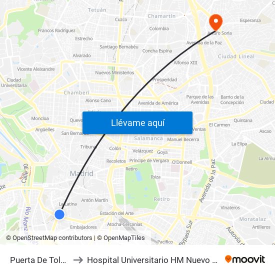 Puerta De Toledo to Hospital Universitario HM Nuevo Belén map