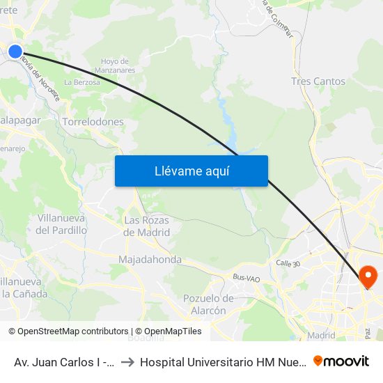 Av. Juan Carlos I - Zoco to Hospital Universitario HM Nuevo Belén map