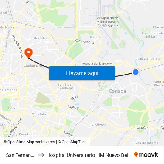 San Fernando to Hospital Universitario HM Nuevo Belén map