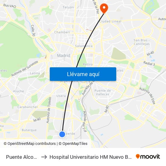 Puente Alcocer to Hospital Universitario HM Nuevo Belén map