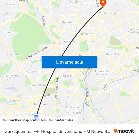Zarzaquemada to Hospital Universitario HM Nuevo Belén map