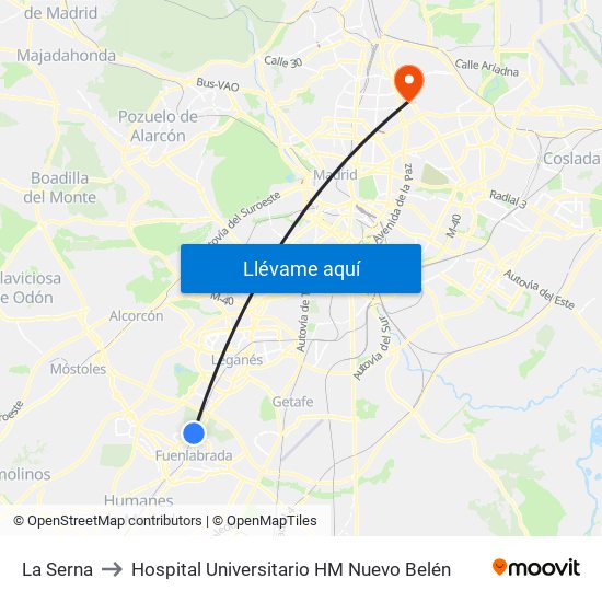 La Serna to Hospital Universitario HM Nuevo Belén map