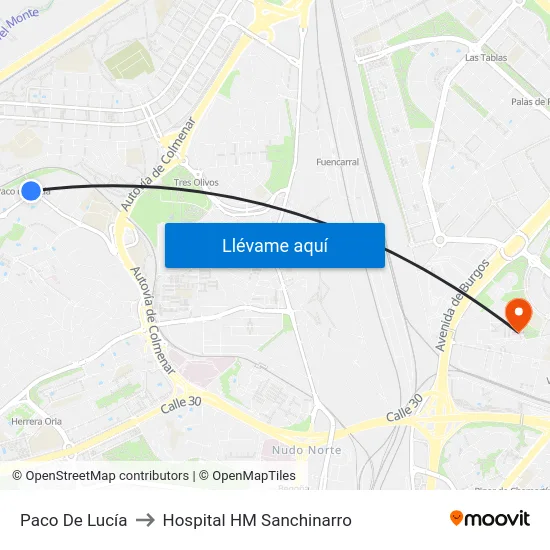 Paco De Lucía to Hospital HM Sanchinarro map