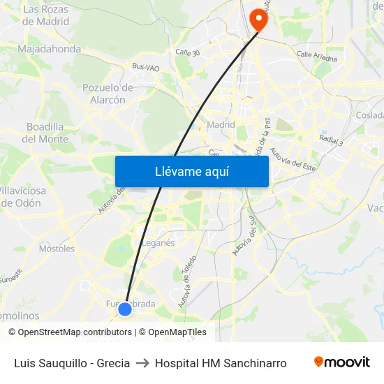 Luis Sauquillo - Grecia to Hospital HM Sanchinarro map