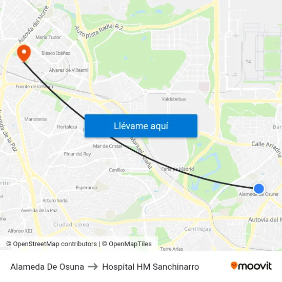 Alameda De Osuna to Hospital HM Sanchinarro map