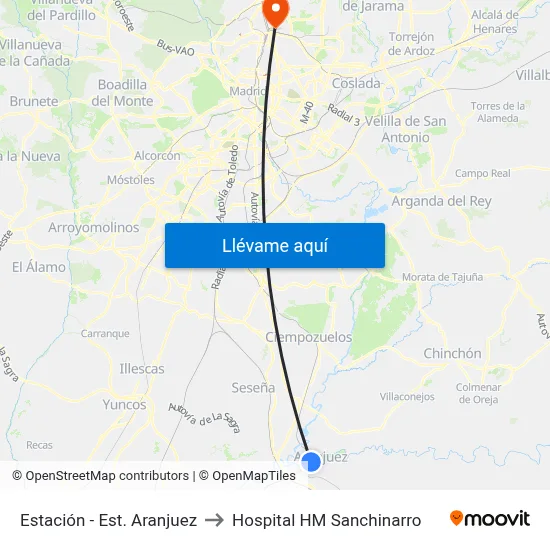 Estación - Est. Aranjuez to Hospital HM Sanchinarro map