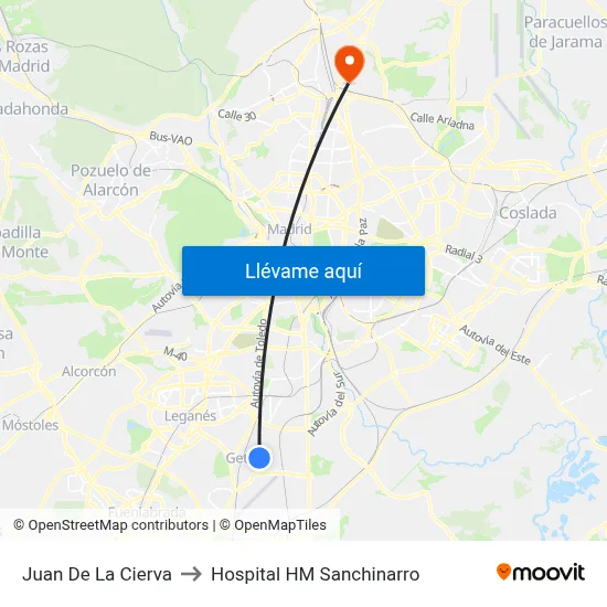 Juan De La Cierva to Hospital HM Sanchinarro map